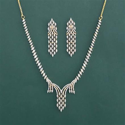 American Diamond Classic Necklace With 2 Tone Plating Rhodium Plating