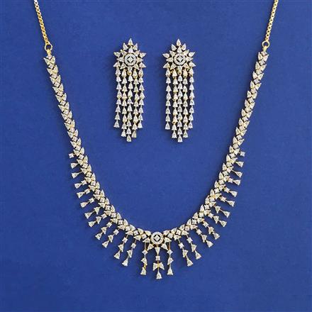 American Diamond Classic Necklace With 2 Tone Plating Rhodium Plating