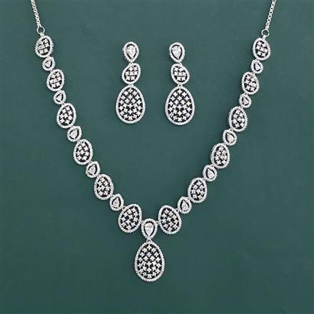 American Diamond Classic Necklace With 2 Tone Plating Rhodium Plating