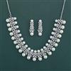 American Diamond Moti Necklace With Rhodium Plating