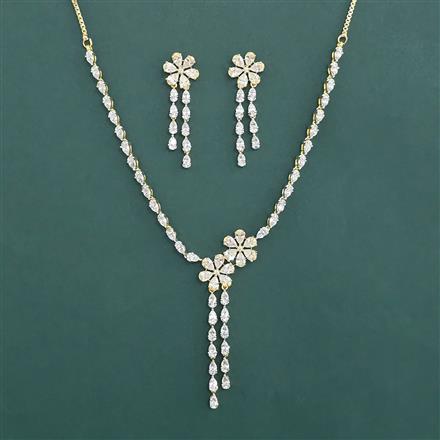 American Diamond Classic Necklace With 2 Tone Plating Rhodium Plating