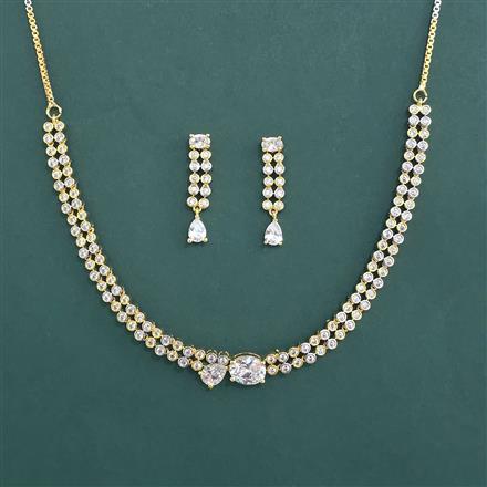 American Diamond Delicate Necklace With 2 Tone Plating Rhodium Plating