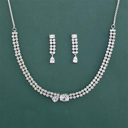 American Diamond Delicate Necklace With 2 Tone Plating Rhodium Plating