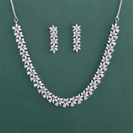 American Diamond Classic Necklace With 2 Tone Plating Rhodium Plating