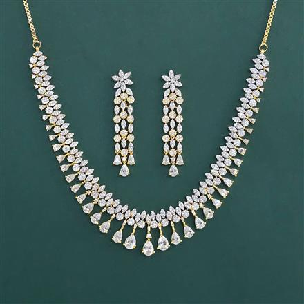 American Diamond Classic Necklace With 2 Tone Plating Rhodium Plating