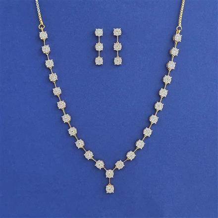 American Diamond Delicate Necklace With 2 Tone Plating Rhodium Plating