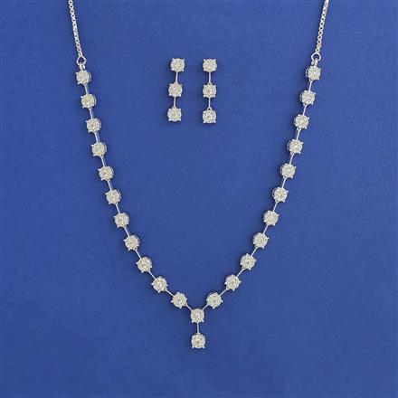 American Diamond Delicate Necklace With 2 Tone Plating Rhodium Plating