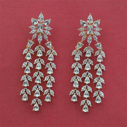 American Diamond Classic Earring With 2 Tone Plating Rhodium Plating