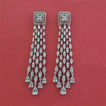 American Diamond Classic Earring With 2 Tone Plating Rhodium Plating