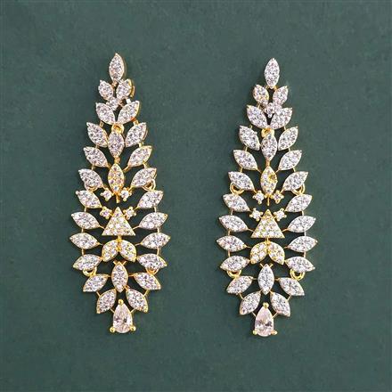 American Diamond Classic Earring With 2 Tone Plating Rhodium Plating