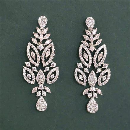 American Diamond Classic Earring With 2 Tone Plating Rhodium Plating