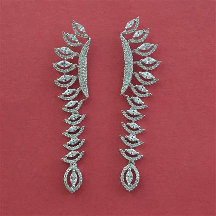 American Diamond Classic Earring With 2 Tone Plating Rhodium Plating