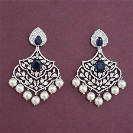 American Diamond Moti Earring With Rhodium Plating