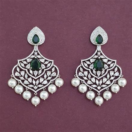American Diamond Moti Earring With Rhodium Plating