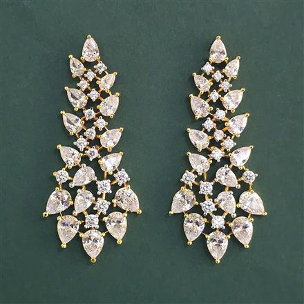 American Diamond Classic Earring With 2 Tone Plating Rhodium Plating