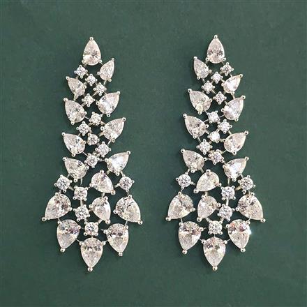 American Diamond Classic Earring With 2 Tone Plating Rhodium Plating