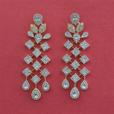 American Diamond Classic Earring With 2 Tone Plating Rhodium Plating