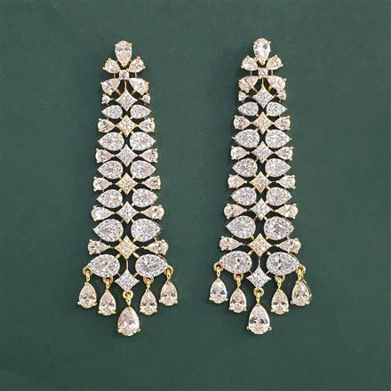 American Diamond Classic Earring With 2 Tone Plating Rhodium Plating
