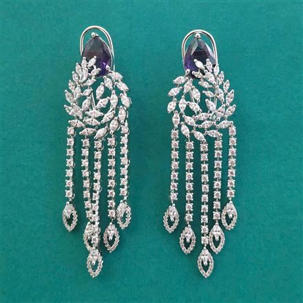 American Diamond Classic Earring With Rhodium Plating
