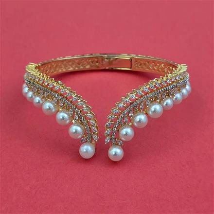 American Diamond Moti Kada With 2 Tone Plating Rhodium Plating