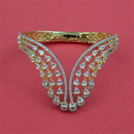 American Diamond Classic Kada With 2 Tone Plating Rhodium Plating