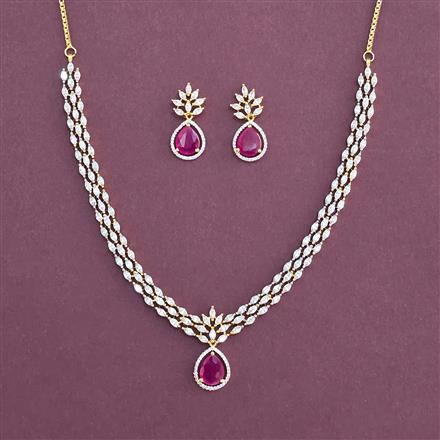 American Diamond Classic Necklace With 2 Tone Plating