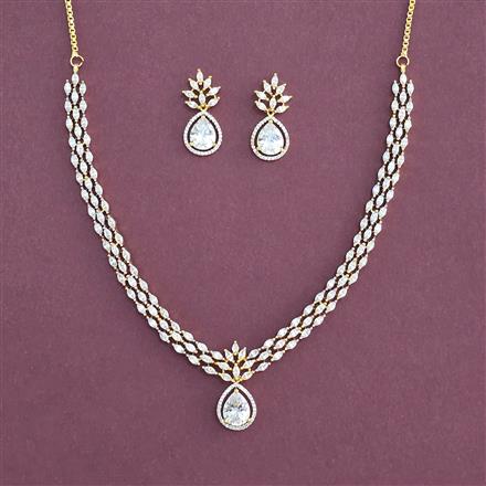 American Diamond Classic Necklace With 2 Tone Plating