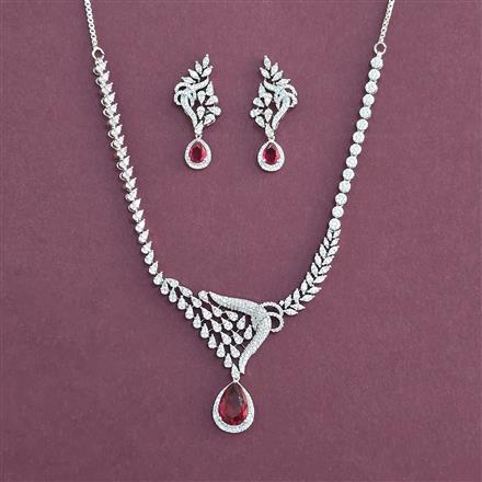 American Diamond Classic Necklace With Rhodium Plating