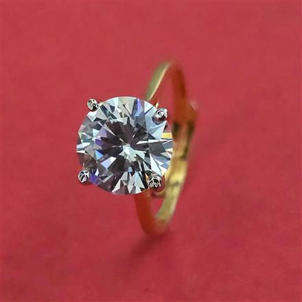 American Diamond Adjustable Ring With 2 Tone Plating Rhodium Plating