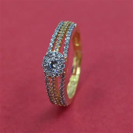 American Diamond Adjustable Ring With 2 Tone Plating Rhodium Plating
