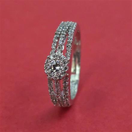 American Diamond Adjustable Ring With 2 Tone Plating Rhodium Plating