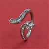 American Diamond Adjustable Ring With 2 Tone Plating Rhodium Plating