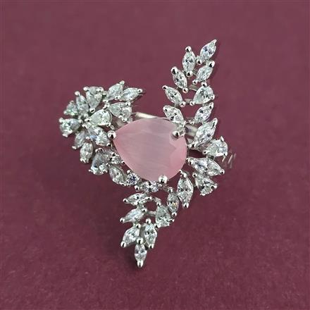 American Diamond Adjustable Ring With Rhodium Plating