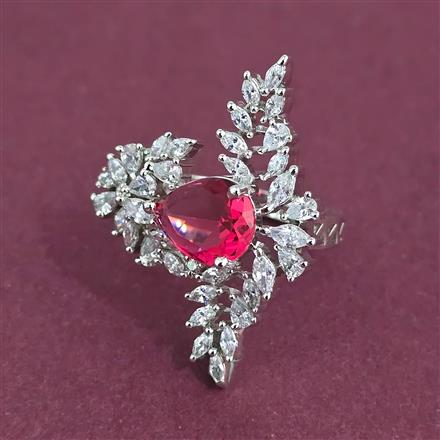 American Diamond Adjustable Ring With Rhodium Plating