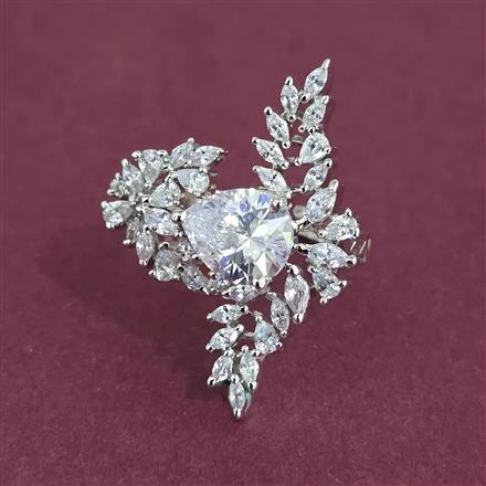 American Diamond Adjustable Ring With Rhodium Plating