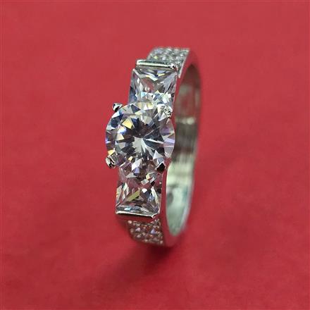 American Diamond Adjustable Ring With Rhodium Plating