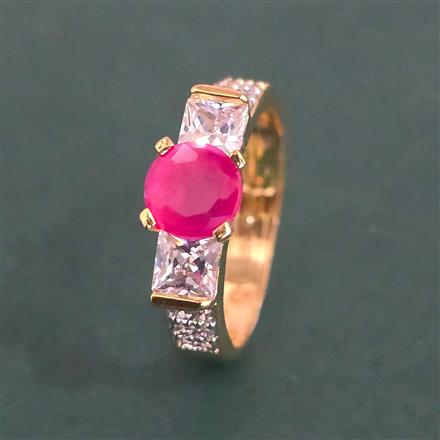 American Diamond Adjustable Ring With 2 Tone Plating