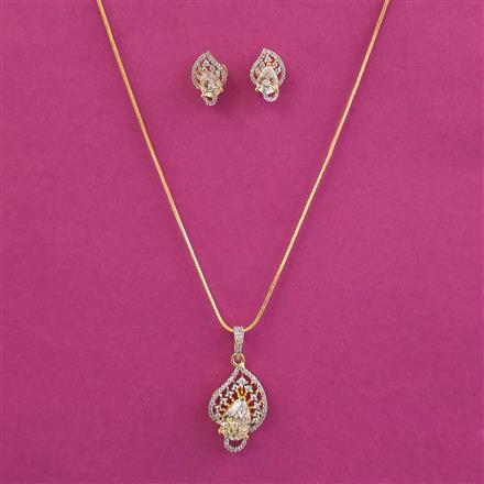 American Diamond Classic Pendant Set With 2 Tone Plating