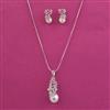 American Diamond Moti Pendant Set With Rhodium Plating