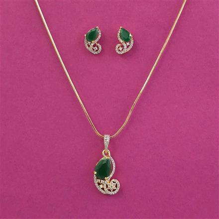 American Diamond Classic Pendant Set With 2 Tone Plating