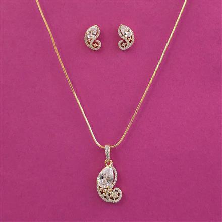 American Diamond Classic Pendant Set With 2 Tone Plating