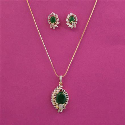 American Diamond Classic Pendant Set With 2 Tone Plating