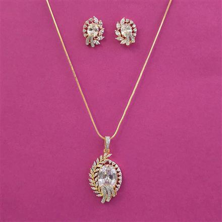 American Diamond Classic Pendant Set With 2 Tone Plating