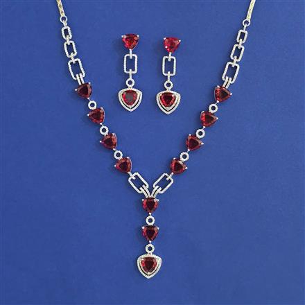 American Diamond Classic Necklace With Rhodium Plating