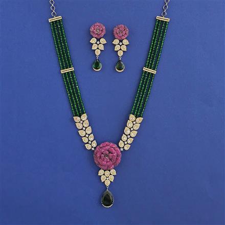 American Diamond Classic Pendant Set With 2 Tone Plating