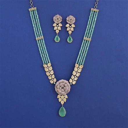 American Diamond Classic Pendant Set With 2 Tone Plating