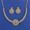 American Diamond Classic Necklace With Mehndi Plating 2 Tone Plating Rhodium Plating