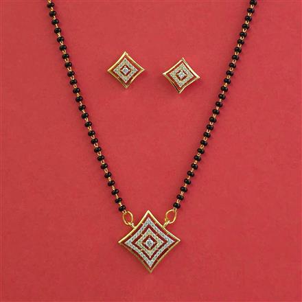 American Diamond Classic Mangalsutra With 2 Tone Plating Rhodium Plating