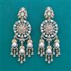 American Diamond Moti Earring With Mehndi Plating 2 Tone Plating Rhodium Plating