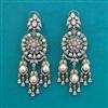 American Diamond Moti Earring With Mehndi Plating 2 Tone Plating Rhodium Plating